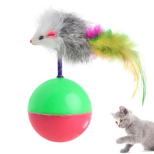 Новый питомец собака кошка играть неваляшка ложная мышь игрушка перо мяч активность тизер 2024 - купить недорого