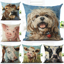 Nordic Style Retro Throw Pillow Cushion Home Decor Sofa Bed Cute Animal Printed Linen Square Cushion Cojines Almohadas 2024 - buy cheap