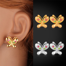 Collare Rhinestone Stud Earrings Fashion Jewelry Trendy Gold/Silver Color Wholesale Cute Butterfly Earrings For Women E167 2024 - buy cheap