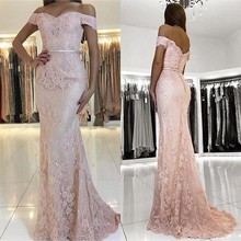 Lindo vestido de festa longo de sereia, rosa, apliques, elegante, festa 2024 - compre barato