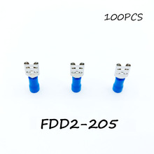 Insulated Female Disconnector FDD2-205 100PCS/Pack Blue Spade Quick Electrical Connector Crimp Wire Terminal AWG Terminator 2024 - buy cheap