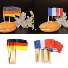 Pacote de 100 frança & alemanha país nação bandeira picaretas palitos de papel comida cupcake toppers cocktail decoração 2024 - compre barato