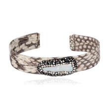 Brazalete de cuero de serpiente Natural para hombre y mujer, pulsera con diamantes de imitación, brazalete ajustable de cuero 2024 - compra barato