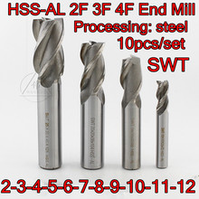 Juego de 10 unids/set de acero, 2,0-3,0-4,0-5,0-6,0-7,0-8,0-10-11-12mm, 2F, 3F, 4F, SWT, HSS-AL 2024 - compra barato