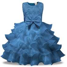 Новинка, синее детское платье принцессы для крещения, свадебное платье для девочек, одежда для девочек, лето 2018, детское платье для дня рождения 2024 - купить недорого