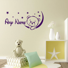 Bear on The Moon Stars Baby Name Lovely Wall Stickers for Babies Bedroom Removable Wallpaper Decals Nursery Kids Room L497 2024 - buy cheap