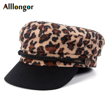 Autumn 2020 Vintage Beret Femme Woolen Leopard Print retro Casual Hat Women Flat Top Winter Cap Baseball Hats Fashion Military 2024 - buy cheap