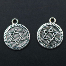 10pcs Star of David badge Six-Pointed Star Pendants Necklace Earring Metal Accessories DIY Charms Jewelry Carfts Findings A1750 2024 - buy cheap