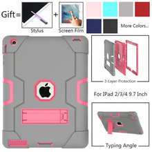 For Apple iPad2 iPad3 iPad4 Kids Safe Armor Shockproof Heavy Duty Silicon+PC Stand Back Case Cover For ipad 2 3 4 Tablet PC Capa 2024 - buy cheap