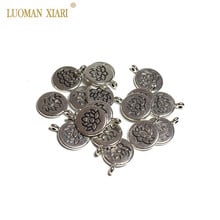 Wholesale Round Lotus  Metal Zinc Alloy Charms DIY Pendant Bracelet Necklace Earring For Jewelry Making 15mm 20/50 PCS 2024 - buy cheap