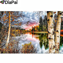 DIAPAI Diamond Painting 5D DIY 100% Full Square/Round Drill "Tree lake scenery" Diamond Embroidery Cross Stitch 3D Decor A24557 2024 - buy cheap