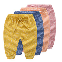 Летние детские штаны тонкие штаны для маленьких девочек штаны для маленьких мальчиков повседневная детская одежда Хлопковые Штаны для девочек, льняные брюки От 1 до 5 лет 2024 - купить недорого