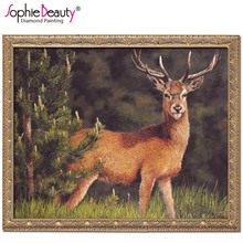 Sophie Beauty Diamond Painting Embroidery Bead Cross Stitch Full Square Home Decor Sika deer in the jungle Needlework Mosaic kit 2024 - buy cheap