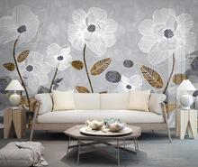 Customized large-scale 3D mural wallpaper new Chinese line painting flowers abstract ink light luxury TV background wall 2024 - buy cheap