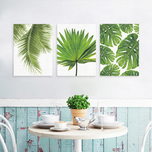 Pano de palmeira com plantas tropicais verdes, imagem de parede para sala de estar, decoração de casa, pôster de tela minimalista nórdico, sem moldura 2024 - compre barato