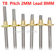 1PC 304 Stainless Steel T8 Lead Screw Dia 8mm Lead 8MM Length 100-600mm with Brass copper Nut for 3D Printer & CNC 2024 - buy cheap