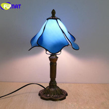 FUMAT Table Lamp Tiffany American Stained Glass 7Inch bedroom bedside Light Mediterranean LED Art home deco mariage night lights 2024 - buy cheap