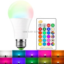 Bombilla LED RGB E27 regulable, luz mágica que cambia de 16 colores, 5W, 10W, 15W, CA 110V, 220V, RGB + lámpara inteligente remota IR blanca 2024 - compra barato
