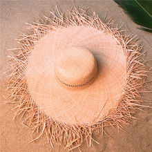 100% Handmade Weave Raffia Straw Women Beach Sun Hat With Floppy Wide Brim Dome Lady Bucket Sunbonnet Size 57CM 2024 - buy cheap