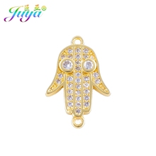 Hamsa conectores joias manuais, micro pave zircônia fatima acessórios para mulheres homens, joias artesanais, pulseira, brincos 2024 - compre barato