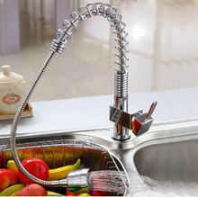 Best Quality Wholesale And Retail Chrome Solid Brass Water Power Kitchen Faucet Swivel Spout Pull Out Vessel Sink Mixer Tap 2024 - buy cheap