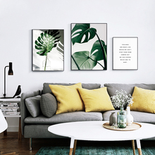 Aquarela plantas verdes folhas citações quadros em tela nordic escandinavo decoração da parede imagem da lona para sala de estar sem moldura 2024 - compre barato