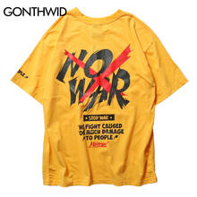 Мужская футболка с короткими рукавами GONTHWID, Повседневная футболка в стиле хип-хоп с принтом «без войны», летняя уличная одежда, 2020 2024 - купить недорого