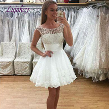 White Cocktail Dress Party Plus Size Tulle Lace Ladies Girl Women Short Mini Homecoming Prom Graduation Semi Formal Dress 2024 - buy cheap