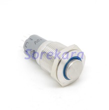 16mm anel de aço inoxidável led cor azul travamento 1no 1nc interruptor de botão ip67 ul 6 v/12 v/24 v/110 v/220 v 2024 - compre barato