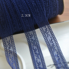 Bragas de encaje elásticas para mujer, ropa interior de 2,3 cm de ancho, azul claro, rosa y azul oscuro, accesorios de encaje S122, 20 m/lote 2024 - compra barato