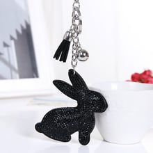 Leather animal Keychain Leather Tassel Pendant Souvenir Gifts Couple Crystal Key Chain Key Ring Hang Bag Charms Pendant 2024 - buy cheap