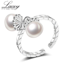 Vintage natural freshwater pearl ring 925 silver jewelry for women,double pearl ring fine jewelry high quality girl gifts 2024 - buy cheap