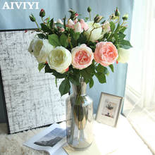 1 филиал розы Искусственные цветы Свадебные цветы букет невесты латексная реальная на ощупь роза Свадебный букет для домашней вечеринки DIY цветы 2024 - купить недорого
