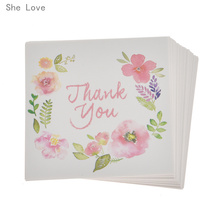 Chzimade 50Pcs THANK YOU Flowers Paper Card Rewards Gift Bouquet Decorations for Wedding 2024 - buy cheap