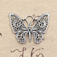 4pcs Charms Hollow Butterfly 48x38mm Antique Bronze Silver Color Pendants Making DIY Handmade Tibetan Bronze Jewelry 2024 - buy cheap