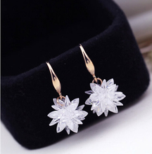 Rose/White Gold Color 100% Austria Crystal Flower Design Drop Earrings For Women Fashion Party Jewelry Boucle D'oreille Femme 2024 - buy cheap