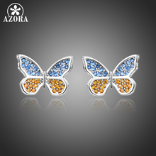 Женские блестящие серьги-гвоздики в форме бабочки, с фианитом 2024 - купить недорого