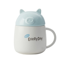 Cute 3D Blue Pig Mug,Ceramic pink Mug With Lid,Cartoon cups Milk Coffee Tea Cup Porcelain Mugs Girl Birthday Gifts 2024 - buy cheap