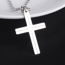 silver color stripe cross 316L Stainless Steel pendant necklaces bead chain for men women wholesale 2024 - buy cheap