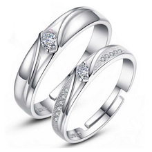 Bijuteria fashion 925, joia de prata esterlina, cristal cz, círculo simples, amor real, casal, alianças de casamento, noivado 2024 - compre barato