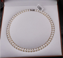 Women Jewelry Elegant Handmade 9-10mm White Real Pearl Necklace 45cm/18inch Natural Freshwater Pearl Necklace Stud Earring 2024 - buy cheap