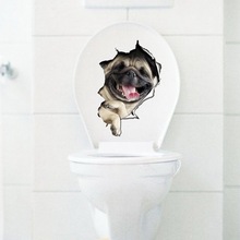 IVYSHION кошка собака 3D художественный настенный плакат настенные наклейки туалет Жилая наклейка для украшения комнаты, дома съемный водонепроницаемый холодильник двери наклейки 2024 - купить недорого