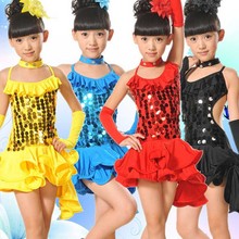 DJGRSTER Girl Sequins Fringe Paillette Latin Dance Dress For Girls Tassel Salsa Kids Ballroom Dresses Tango Costume 110-160cm 2024 - buy cheap