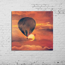 Hand Painted Modern Art Abstract Landscape Fire Balloon Flying In Sky Oil Painting on Canvas Beautiful Sunset Sky Oil Paintings 2024 - buy cheap