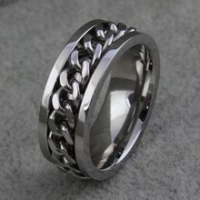 Модное мужское кольцо в стиле панк-рок, аксессуары, Черная Цепь из нержавеющей стали, кольца-Спиннер, распродажа, лучшее кольцо для мужчин, подарок 2024 - купить недорого