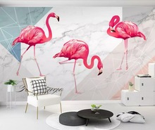 Nordic contracted fashion hand-painted geometric flamingo art mural background wall 2024 - buy cheap