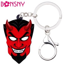 Bonsny Acrylic Halloween Red Demon Monster Key Chains Keychains Ring Mask Decoration Jewelry For Women Girls Bag Car Charms Bulk 2024 - buy cheap