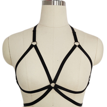 Mulheres sexy preto oco para fora pólo dança rave corpo arnês gótico colheita superior gaiola sutiã lingerie sexy fetiche cinto de bondage 2024 - compre barato