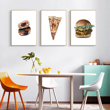 Nordic Food Farmhouse Decor Pizza Poster and Print Hamburg Art Canvas Painting Kitchen Wall Picture For Dinner Room Home Decor 2024 - buy cheap