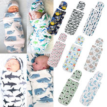 Sacos de dormir para bebés de algodón Adorable para recién nacidos, manta de muselina para envolver, saco de dormir, sombrero, 2 uds. 2024 - compra barato